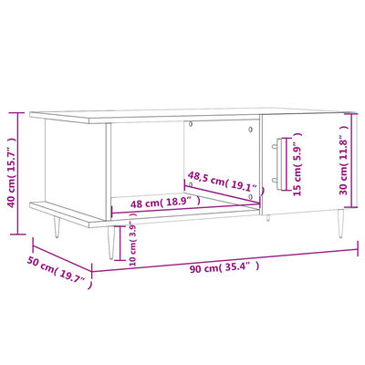 vidaXL kohvilaud, Sonoma tamm, 90x50x40 cm, tehispuit