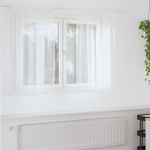 vidaXL Voile Kardin kardinatega 2 pcs Valge 140 x 140 cm Polüester