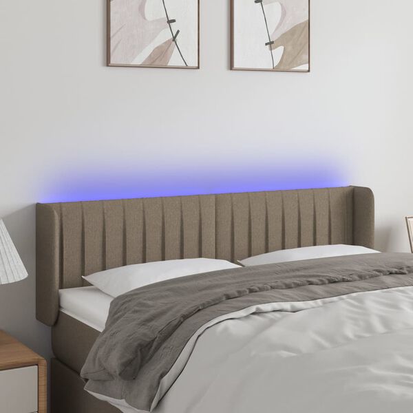 vidaXL LED-voodipeats, pruunikashall, 147x16x78/88 cm, kangas