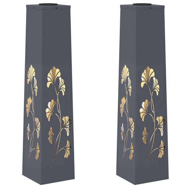 vidaXL P&auml;ikese LED k&auml;igutee tuli 2 pcs Antratsiit K&uuml;lmvaltsitud teras