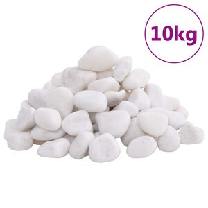 vidaXL poleeritud veerkivi 10 kg, valge, 2-5 cm