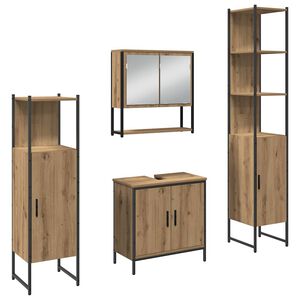 vidaXL Vannitoa m&ouml;&ouml;bleset riiuliga ladustamisega 4 pcs Pruun Tehispuit