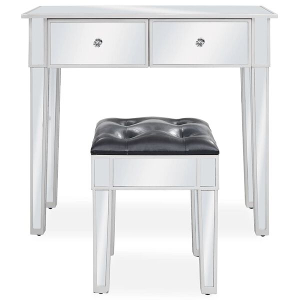 vidaXL peegeldava pinnaga tualettlaud tooliga, MDF ja klaas