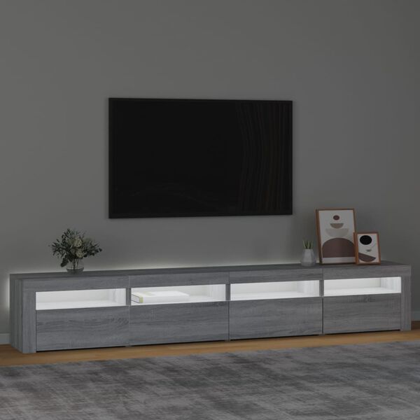 vidaXL telerialus LED-tuledega, hall Sonoma tamm, 240x35x40 cm