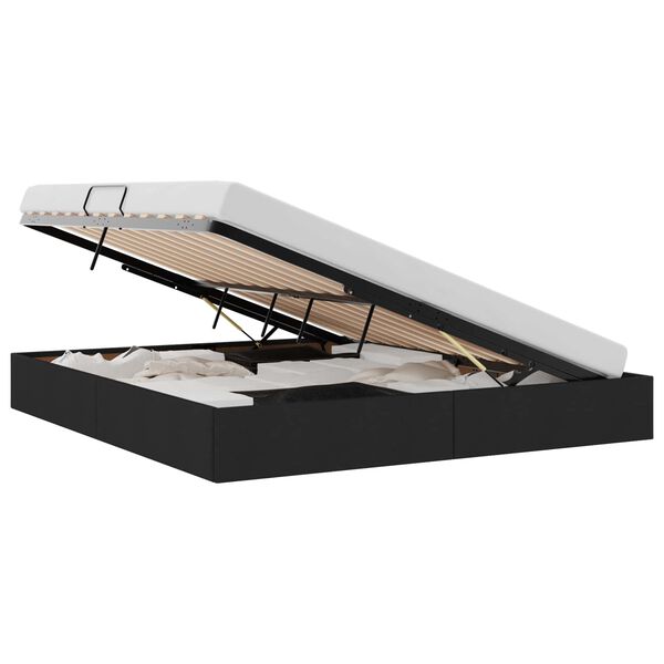 vidaXL Laos voodi peaga ladustamisega Must 180 x 200 cm kangas