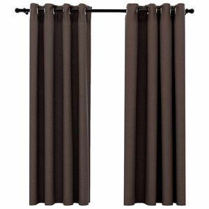 vidaXL linase v&auml;limusega pimendavad kardinad 2 tk pruunikas 140x175 cm