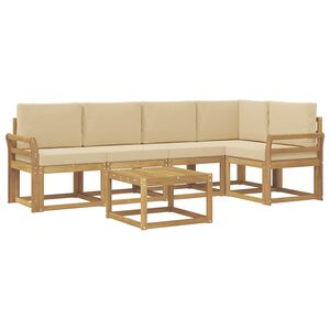 vidaXL V&auml;li diivanikomplekt 6 pcs Valge ja Beez Tugev akatsiapuu