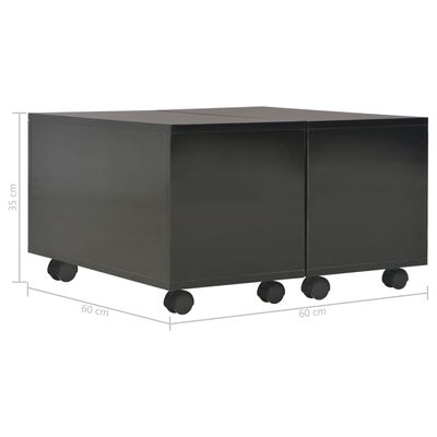 vidaXL kõrgläikega kohvilaud, must 60 x 60 x 35 cm puitlaastplaat