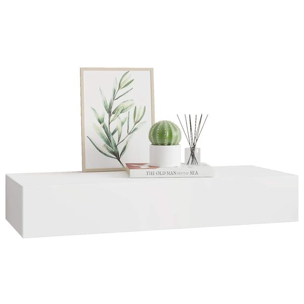 vidaXL sahtliga seinariiul, valge, 60x23,5x10 cm MDF