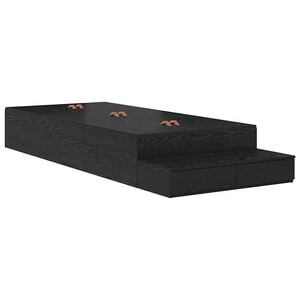 vidaXL Voodi hoiukohaga raam sahtliga Must tamm 90 cm Tehispuit