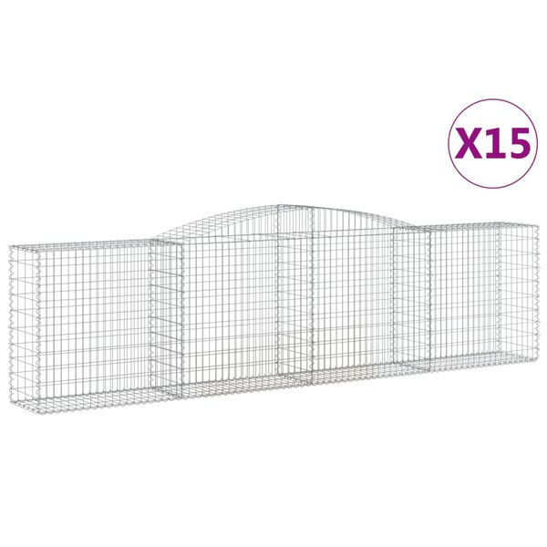 vidaXL kaarekujulised gabioonkorvid 15 tk, 400x50x100/120 cm, raud