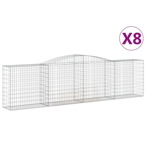 vidaXL kaarekujulised gabioonkorvid 8 tk, 400x50x100/120 cm, raud