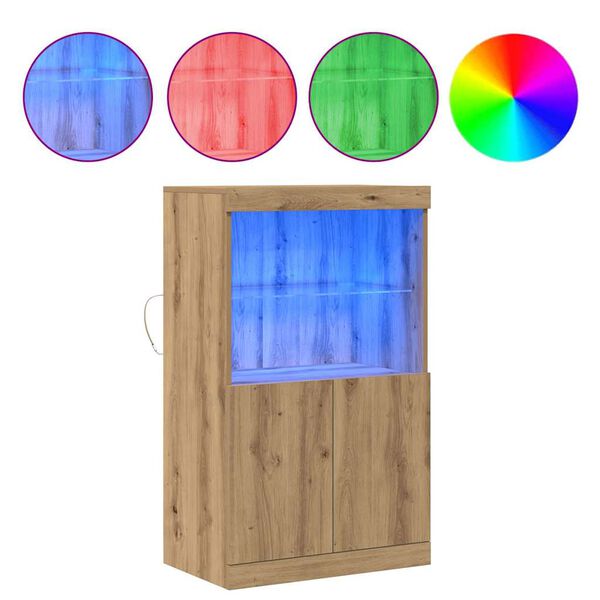 vidaXL LED Kummuti LED -ribatuledega Pruun 60 x 37 x 100 cm Tehispuit