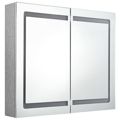 vidaXL LED vannitoa peegelkapp, betoonhall, 80 x 12 x 68 cm