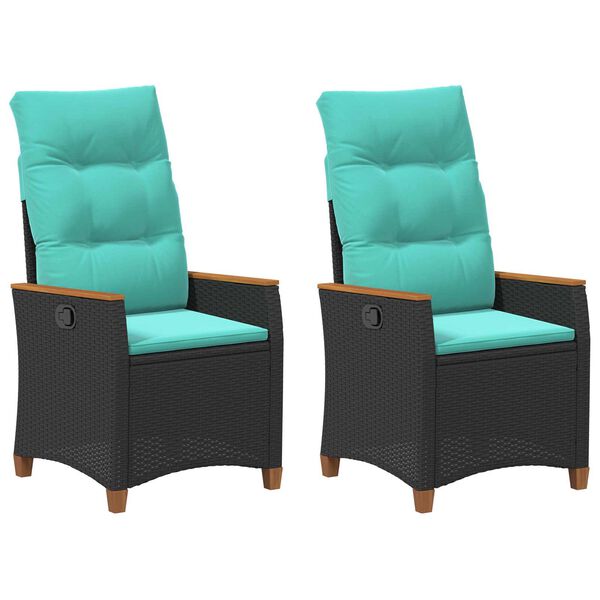 vidaXL Lamav aialtool padjaga Must ja t&uuml;rkiissinine 64 x 57,5 x 112 cm