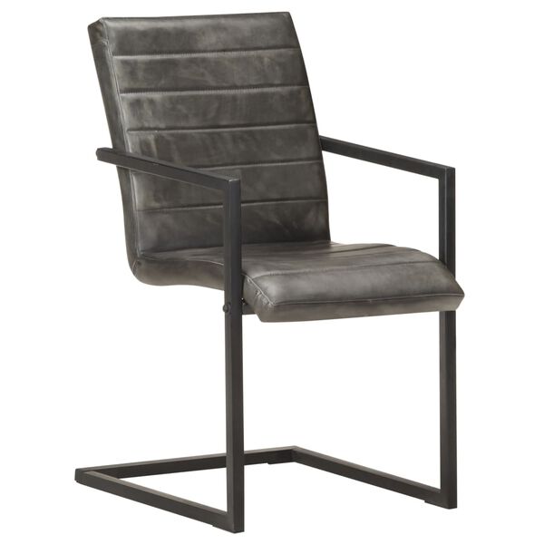 vidaXL vetruvate jalgadega söögitoolid 2 tk, hall, ehtne nahk