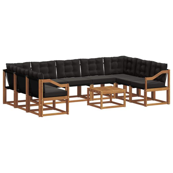vidaXL V&auml;li diivanikomplekt 10 pcs Looduslik ja must Tugev akatsiapuu
