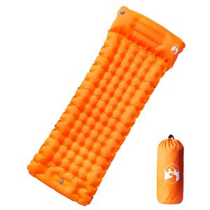 vidaXL iset&auml;ituv matkamadrats padjaga, 1 inimesele, oranž
