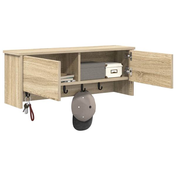 vidaXL Seinale kinnitatav riidepuu uksega Sonoma tamm 80 x 20 x 30 cm