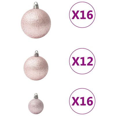 vidaXL 100-osaline jõulukuulide komplekt, roosa
