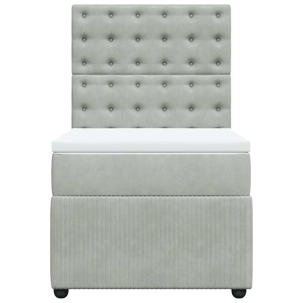 vidaXL kontinentaalvoodi madratsiga, helehall, 90x190 cm, samet