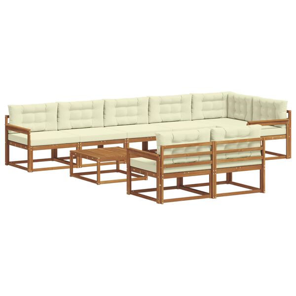 vidaXL V&auml;li diivanikomplekt padjaga 9 pcs Looduslik ja kreem