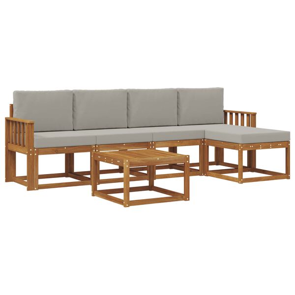 vidaXL V&auml;li diivanikomplekt padjaga 6 pcs Looduslik ja Hele Hall