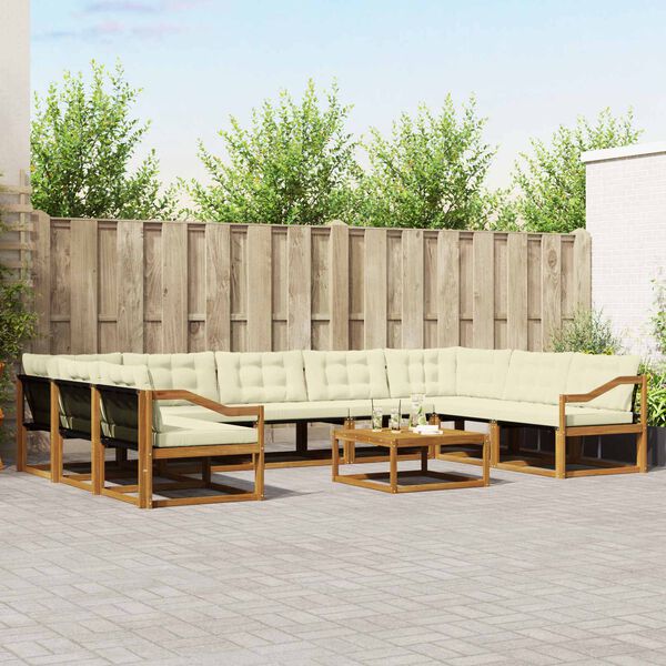 vidaXL V&auml;li diivanikomplekt padjaga 10 pcs Looduslik ja kreem