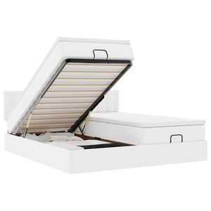 vidaXL Ottomani voodiraam madratsitega, valge, 180x200cm, kunstnahk