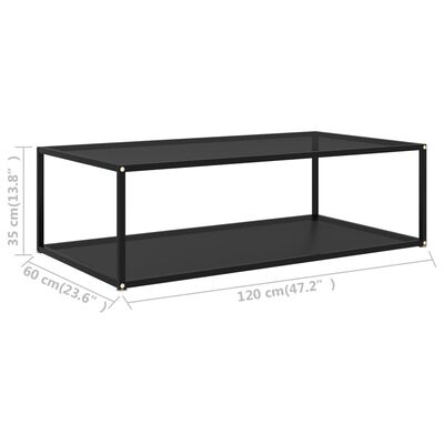 vidaXL kohvilaud, must, 120 x 60 x 35 cm, karastatud klaas