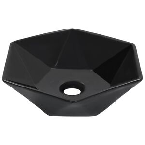 vidaXL valamu, 41 x 36,5 x 12 cm, keraamiline, must