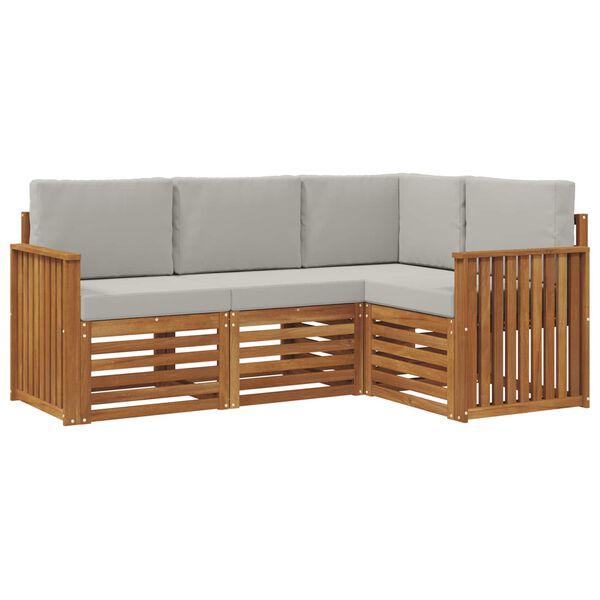 vidaXL Diivanikomplektid 4 pcs Looduslik ja Hele Hall Tugev akatsiapuu
