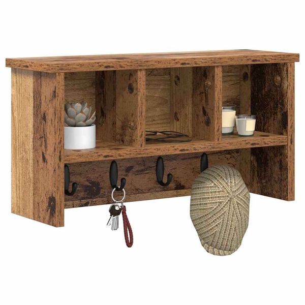 vidaXL Seinale kinnitatav riidepuu Vana puit 50 x 16 x 26 cm Tehispuit