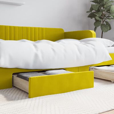 vidaXL voodisahtlid 2 tk, kollane, tehispuit ja samet