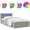 vidaXL h&uuml;drauliline hoiukastiga voodiraam LED helehall kangas 90 x 200