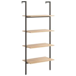 vidaXL 4 riiuliga redelriiul, helepruun ja must, 64x35x152,5 cm