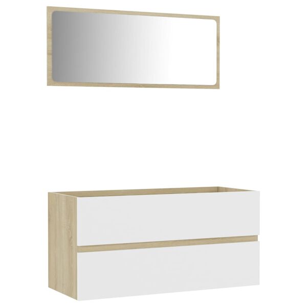 vidaXL 2-osaline vannitoamööblikomplekt, valge, Sonoma tamm, tehispuit