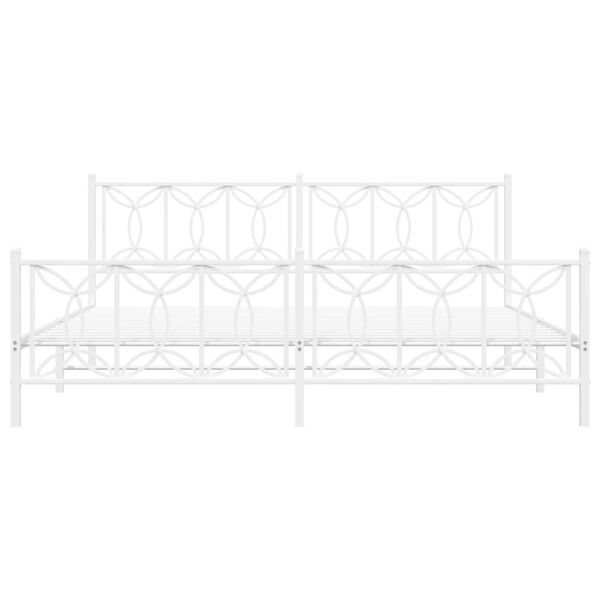 vidaXL metallist voodiraam peatsi ja jalutsiga, valge, 193x203 cm