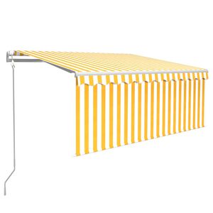 vidaXL automaatne varikatus, tuuleandur, LED, 3x2,5 m kollane, valge