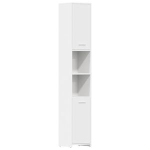 vidaXL vannitoakapp valge 30 x 30 x 183,5 cm tehispuit