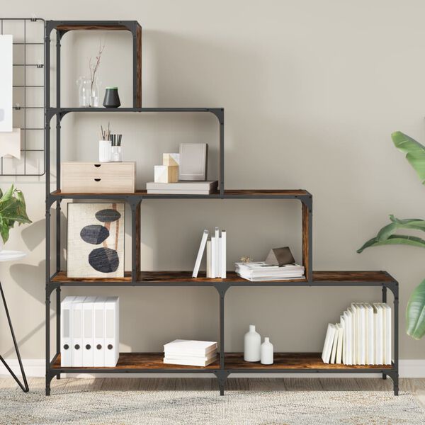 vidaXL raamaturiiul 4-korruseline, suitsutatud tamm, tehispuit