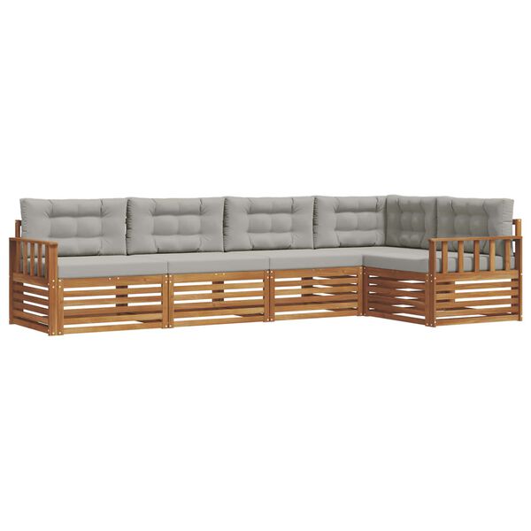 vidaXL V&auml;li diivanikomplekt padjaga 5 pcs Looduslik ja Hele Hall