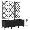 vidaXL Aiakonteiner Kastmise ja Ratastega 3 tk Must 120 x 40 x 148 cm