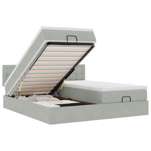 vidaXL Ottomani voodiraam madratsitega, helehall, 180x200 cm, samet