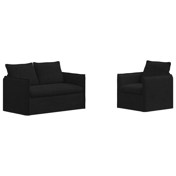 vidaXL Diivan 2 pcs Must &Uuml;ldm&otilde;&otilde;tmed: 136 x 82 x 85 cm (L x S x K)