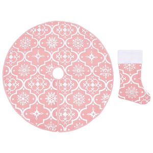 vidaXL luksuslik j&otilde;ulupuu alune lina, sokiga, roosa, 90 cm, kangas