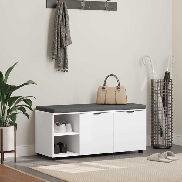 vidaXL Hallipink padjaga riiuliga ladustamisega Valge 100 x 38 x 46 cm