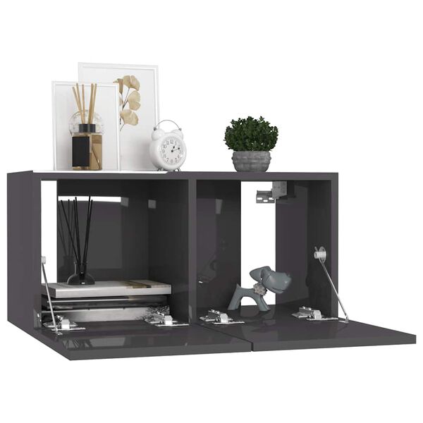 vidaXL 7-osaline telerikappide komplekt, hall, puitlaastplaat