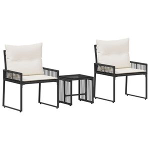 vidaXL V&auml;lis m&ouml;&ouml;bli komplekt 7 pcs Must ja kreemvalge pol&uuml;rotang
