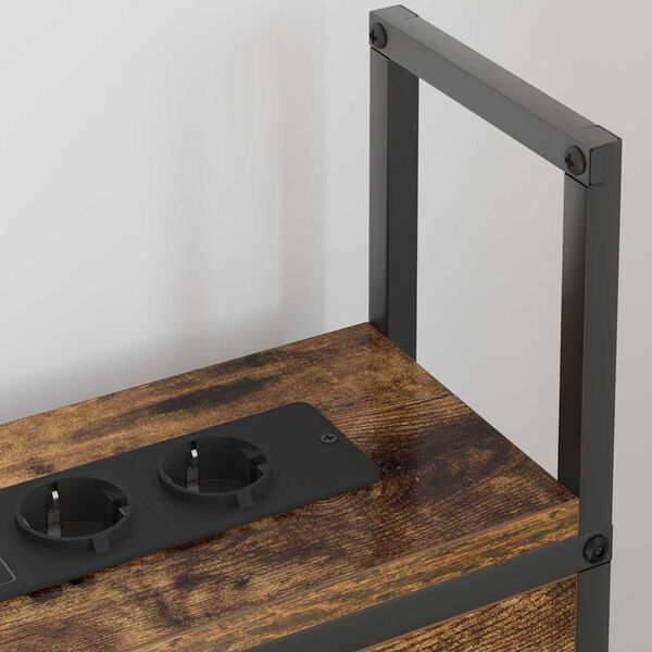 vidaXL S&auml;ilitusega peatoed laadimisjaamaga Suitsutatud tamm 100 cm